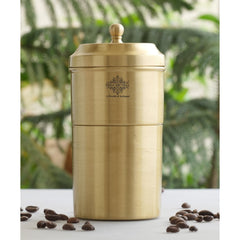 Handcrafted Pure Brass Coffee Filter with Matt Finished Design, Medium Size