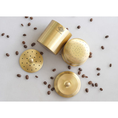 Handcrafted Pure Brass Coffee Filter with Matt Finished Design, Medium Size