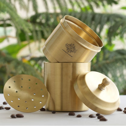 Handcrafted Pure Brass Coffee Filter with Matt Finished Design, Medium Size