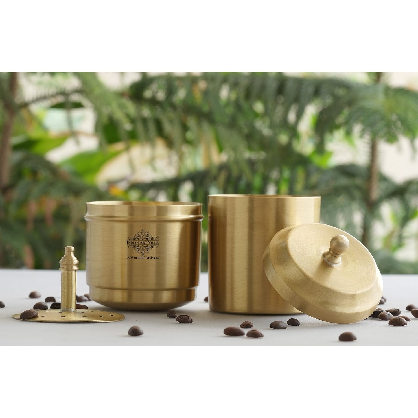 Handcrafted Pure Brass Coffee Filter with Matt Finished Design, Medium Size