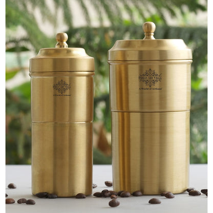 Handcrafted Pure Brass Coffee Filter with Matt Finished Design, Medium Size