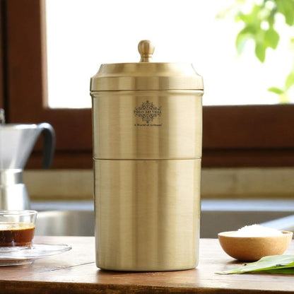 Handcrafted Pure Brass Coffee Filter with Matt Finished Design, Medium Size