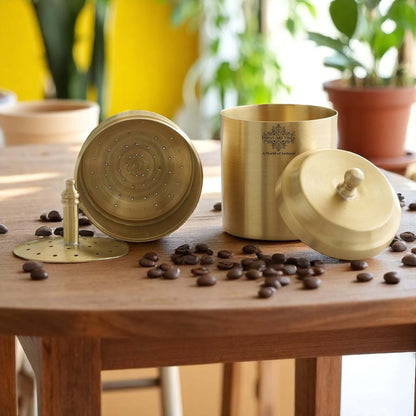 Handcrafted Pure Brass Coffee Filter with Matt Finished Design, Medium Size