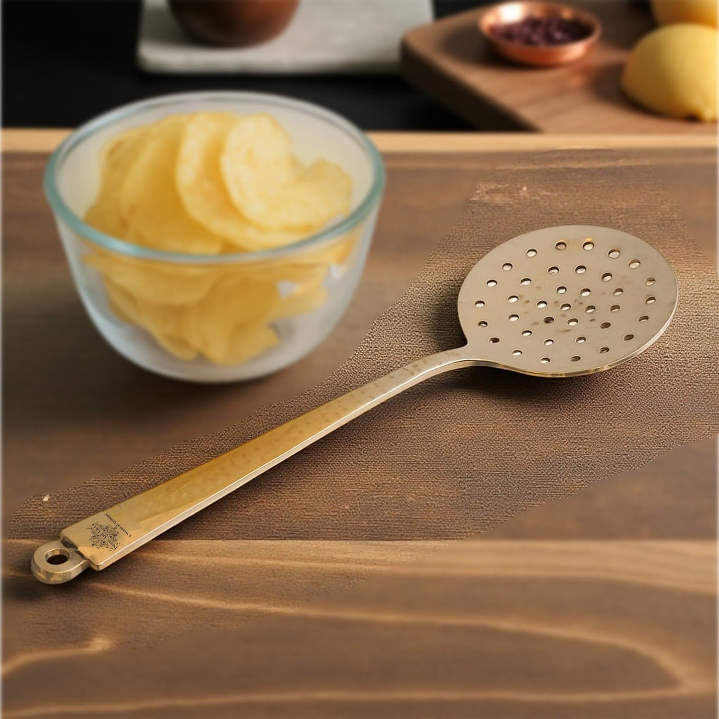 Pure Brass Skimmer / Jhar – Traditional Kitchen Essential