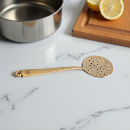 Pure Brass Skimmer / Jhar – Traditional Kitchen Essential