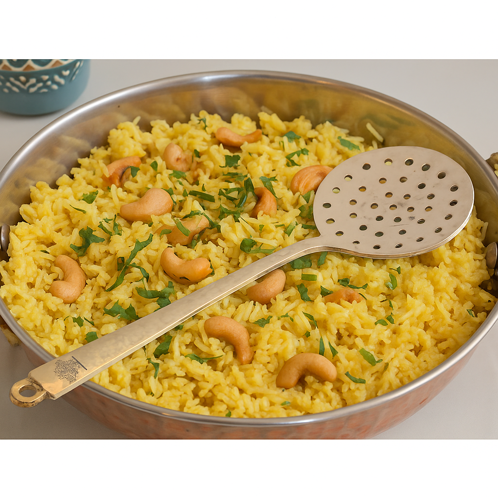 Pure Brass Skimmer / Jhar – Traditional Kitchen Essential