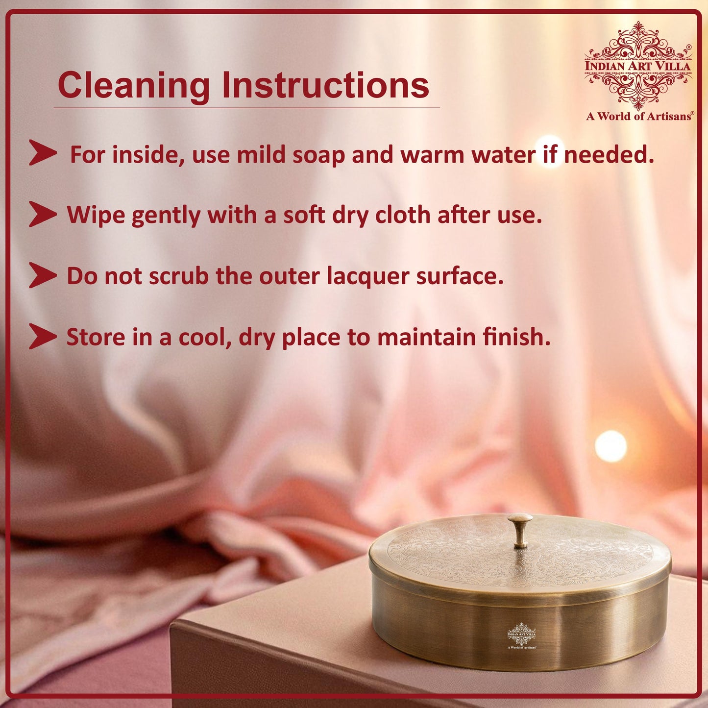 Pure Brass Embossed Design Round Shape Decorative Box