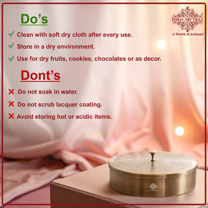 Pure Brass Embossed Design Round Shape Decorative Box