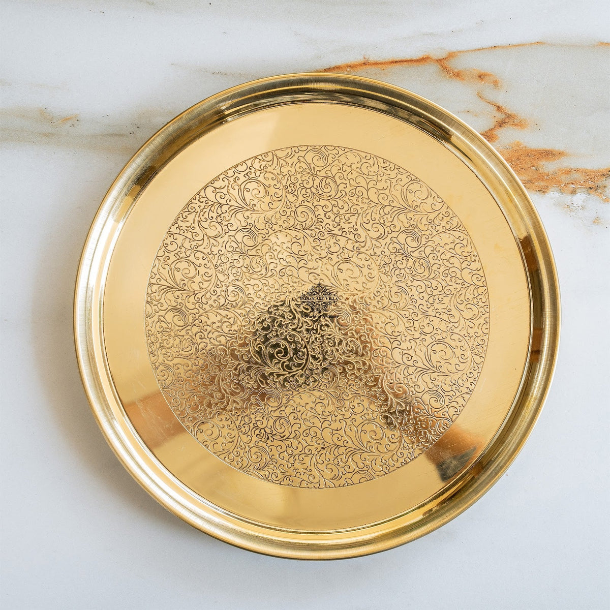 Brass Thali With Embossed With Shine Finish