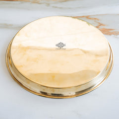 Brass Thali With Embossed With Shine Finish