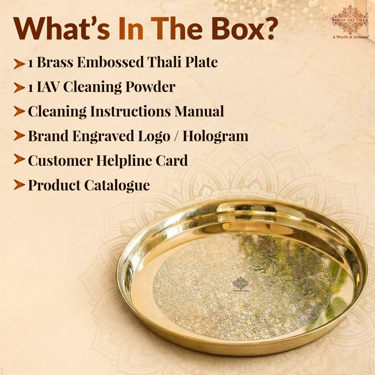 Brass Thali With Embossed With Shine Finish