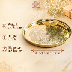 Brass Thali With Embossed With Shine Finish