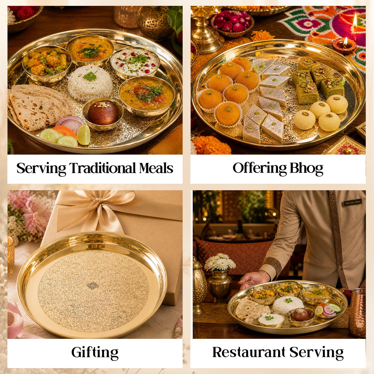 Brass Thali With Embossed With Shine Finish