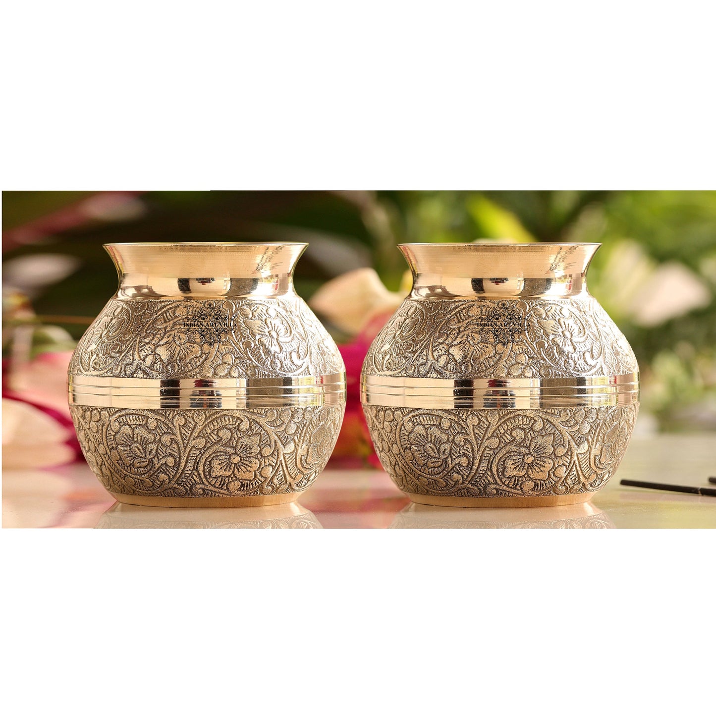 Pure Brass Embossed with lining Designe Lota
