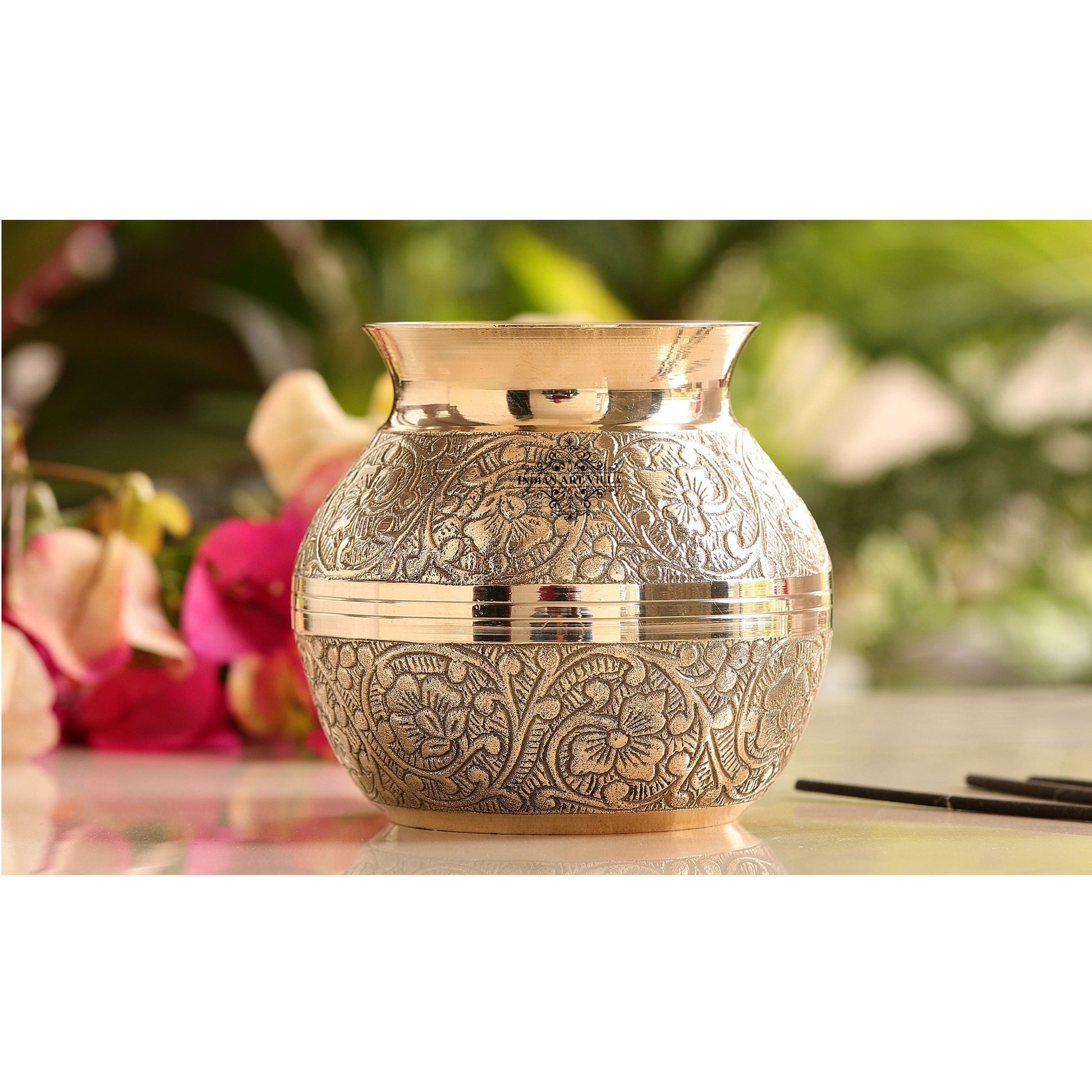 Pure Brass Embossed with lining Designe Lota