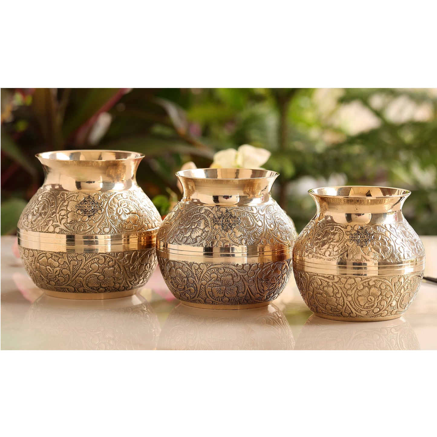 Pure Brass Embossed with lining Designe Lota