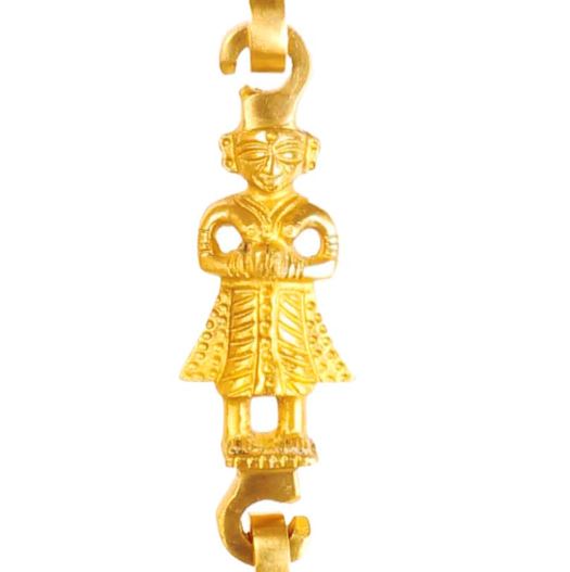 Brass Jhula Chain Elephant, Men Guard, Peacock, Rudraksh Design, 191.01 cm Each, Set of 4