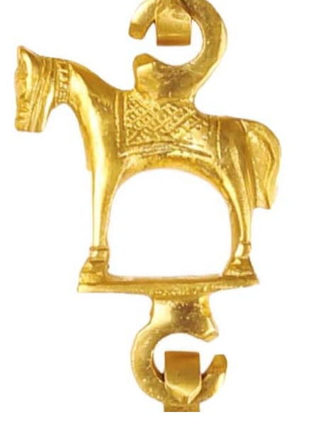 Brass Jhula Chain Horse, Men Guard, Peacock, Rudraksh Design, 191.01 cm Each, Set of 4