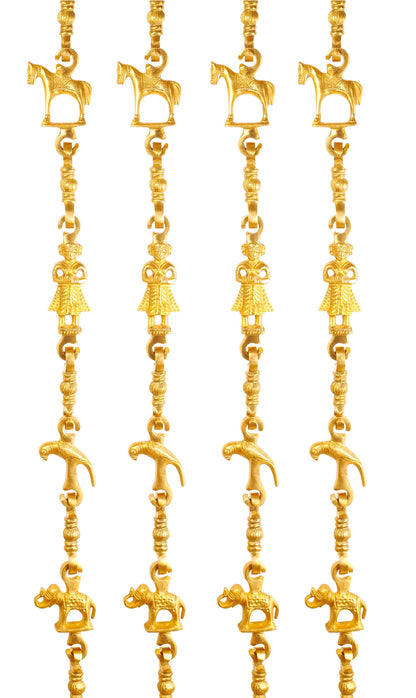 Brass Jhula Chain Horse, Men Guard, Parrot, Elephant,  Rudraksh Design, 189 cm Each, Set of 4
