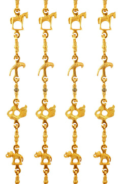 Brass Jhula Chain Horse, Parrot, Peacock, Elephant, Rudraksh Design, 189cm Each, Set of 4
