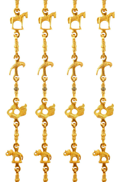 Brass Jhula Chain Horse, Parrot, Peacock, Elephant, Rudraksh Design, 189cm Each, Set of 4