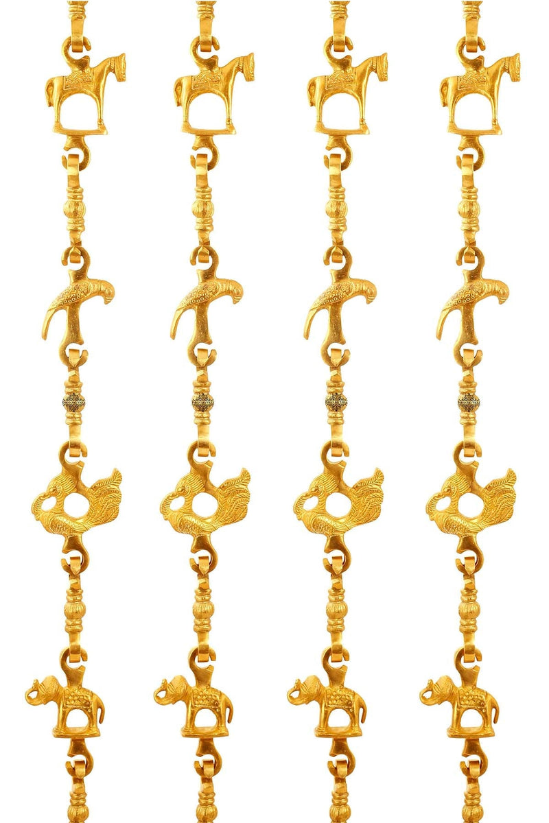 Brass Jhula Chain Horse, Parrot, Peacock, Elephant, Rudraksh Design, 189cm Each, Set of 4