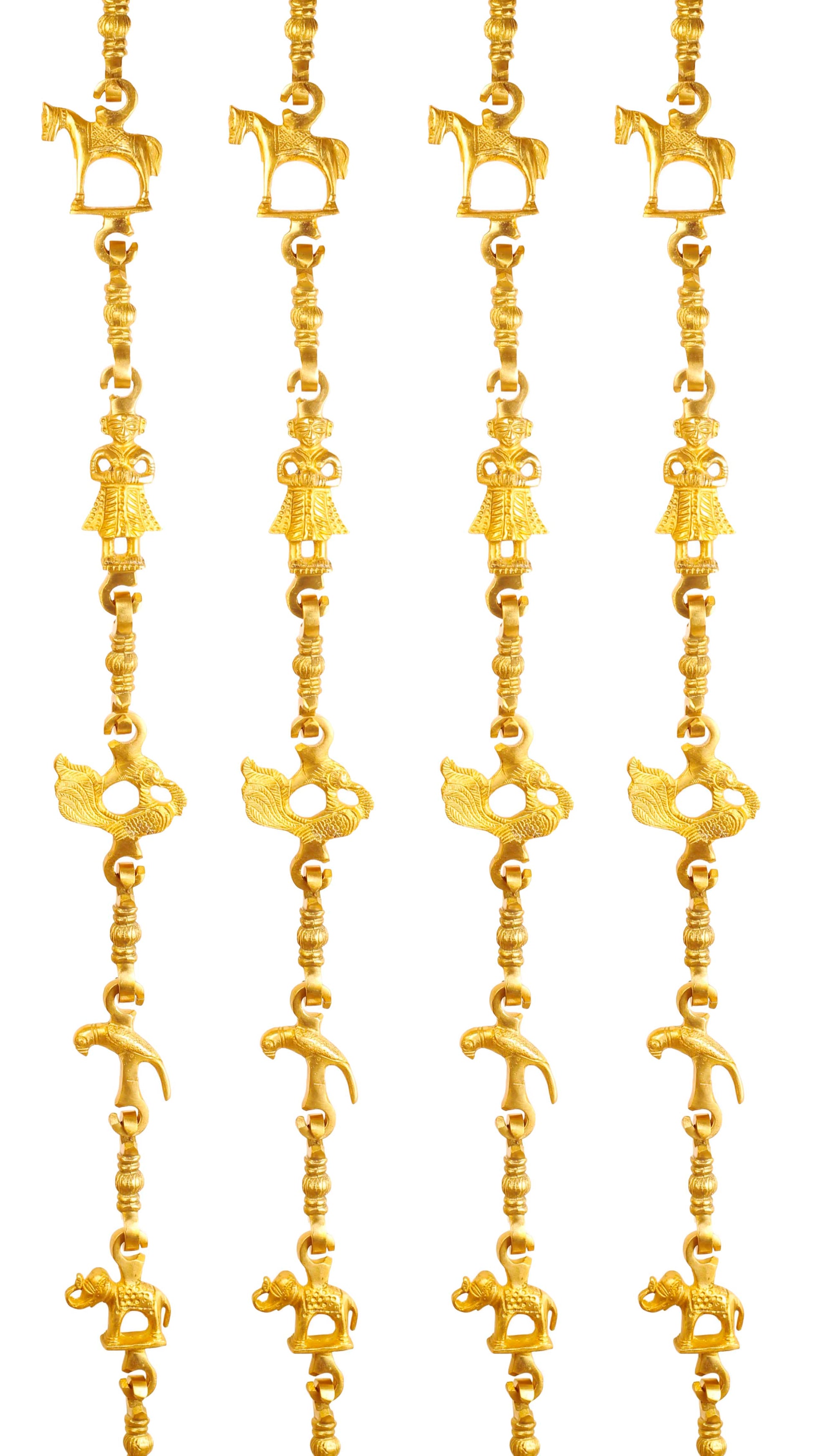 Pure Brass Jhula Chain Horse, Men Guard, Peacock, Parrot, Elephant,  Rudraksh Design, 196.09 CMS