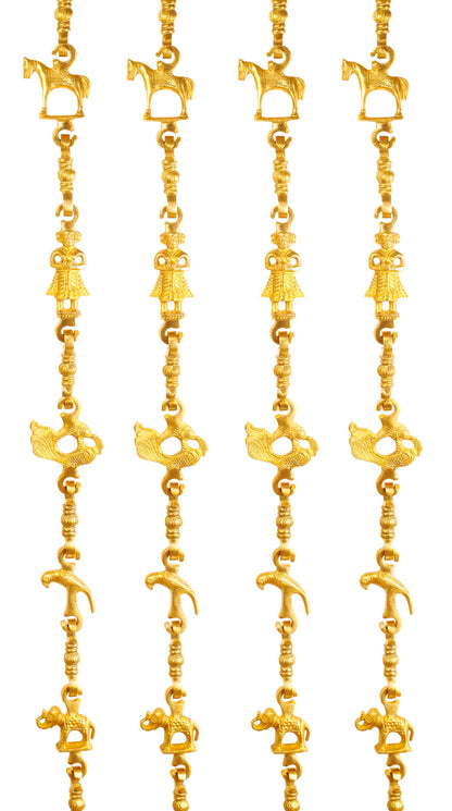 Pure Brass Jhula Chain Horse, Men Guard, Peacock, Parrot, Elephant,  Rudraksh Design, 196.09 CMS