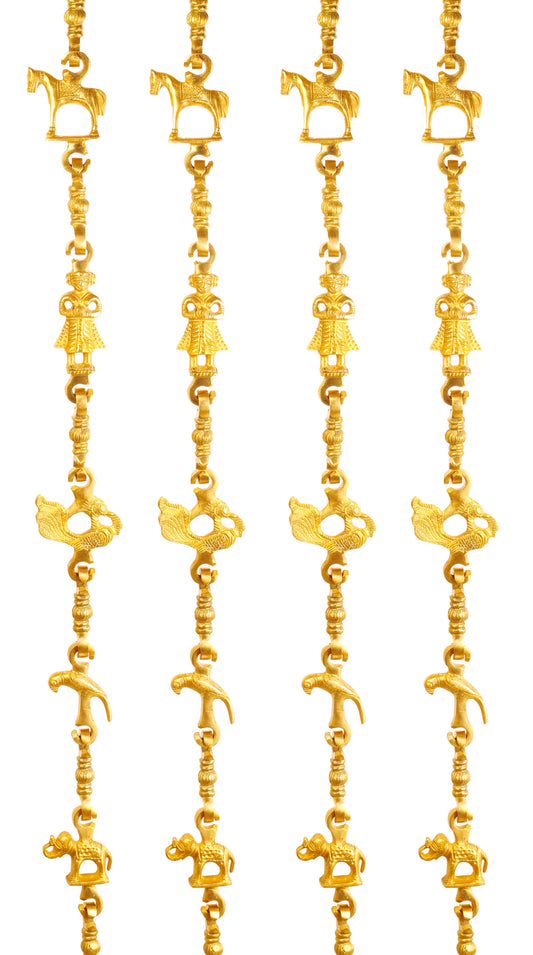 Pure Brass Jhula Chain Horse, Men Guard, Peacock, Parrot, Elephant,  Rudraksh Design, 196.09 CMS