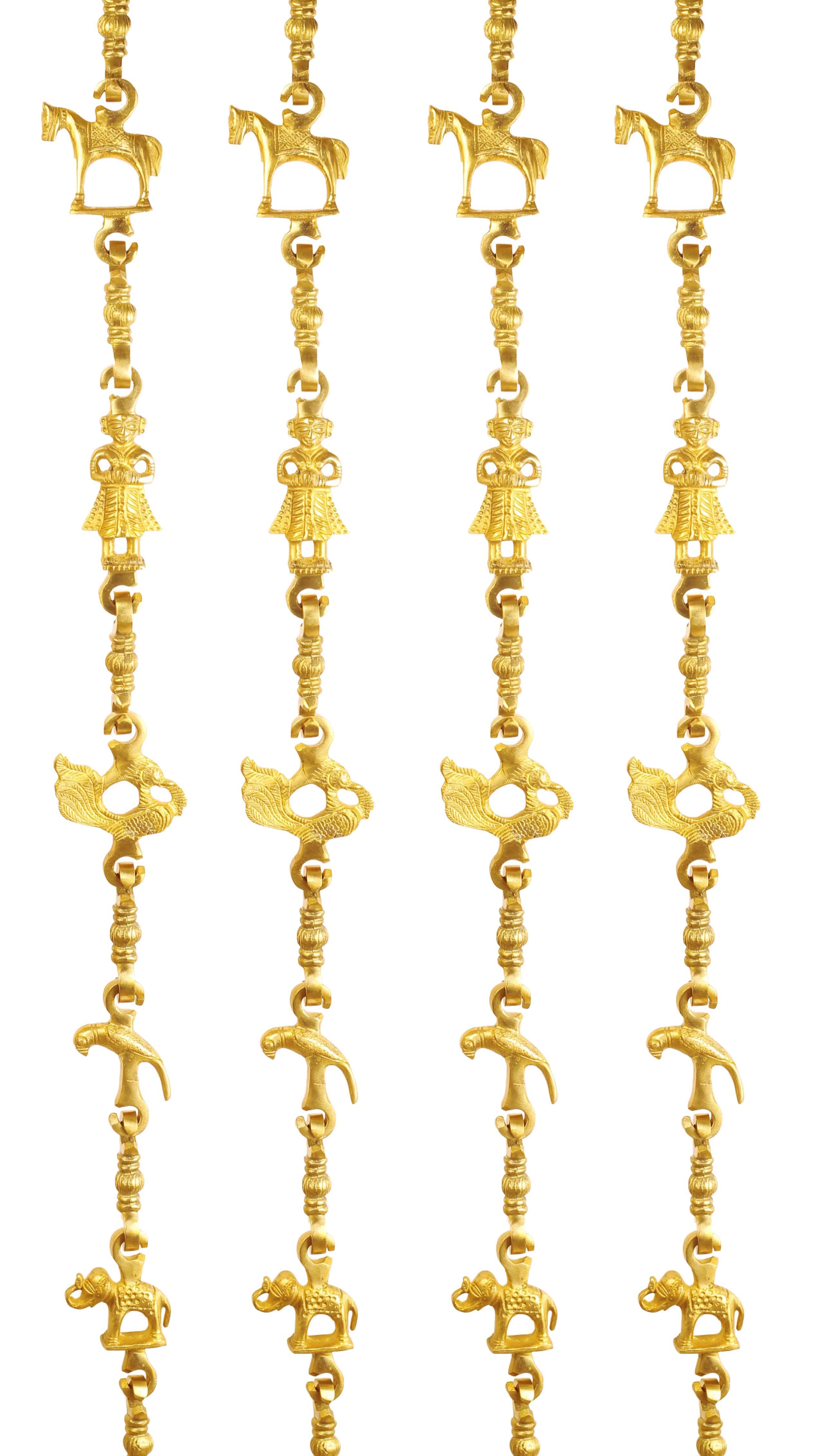 Pure Brass Jhula Chain Horse, Men Guard, Peacock, Parrot, Elephant,  Rudraksh Design, 196.09 CMS