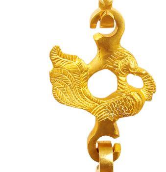 Brass Jhula Chain Men Guard, Parrot, Peacock with 3 step Designer Chain 191.26 cm Each, Set of 4