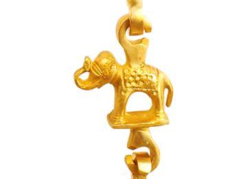 Brass Jhula Chain Horse, Men Guard, Parrot, Elephant With 3 step Designer Chain 194.82 cm Each, Set of 4