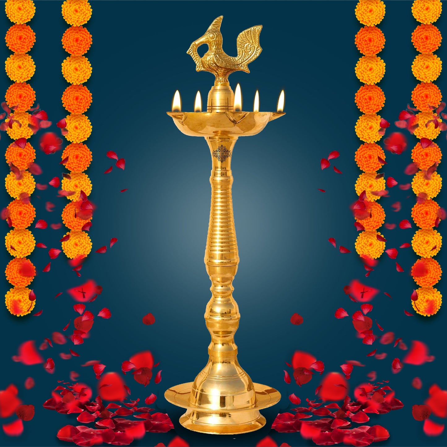 Pure Brass Stand/Pillar Diya/Deepak/Lamp/Lantern With Bird Design, Pooja, Home Decor & Diwali Gift Item