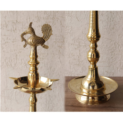 Pure Brass Stand/Pillar Diya/Deepak/Lamp/Lantern With Bird Design, Pooja, Home Decor & Diwali Gift Item