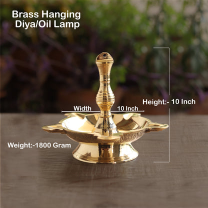 Handmade Pure Brass Hanging Latkan Heavy Diya, Decorative Oil Lamp For Home, Temple and Office,