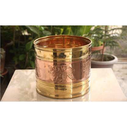 Brass Embossed Design Home Decor Planter, Home décor, Planting