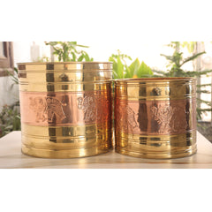 Brass Embossed Design Home Decor Planter, Home décor, Planting