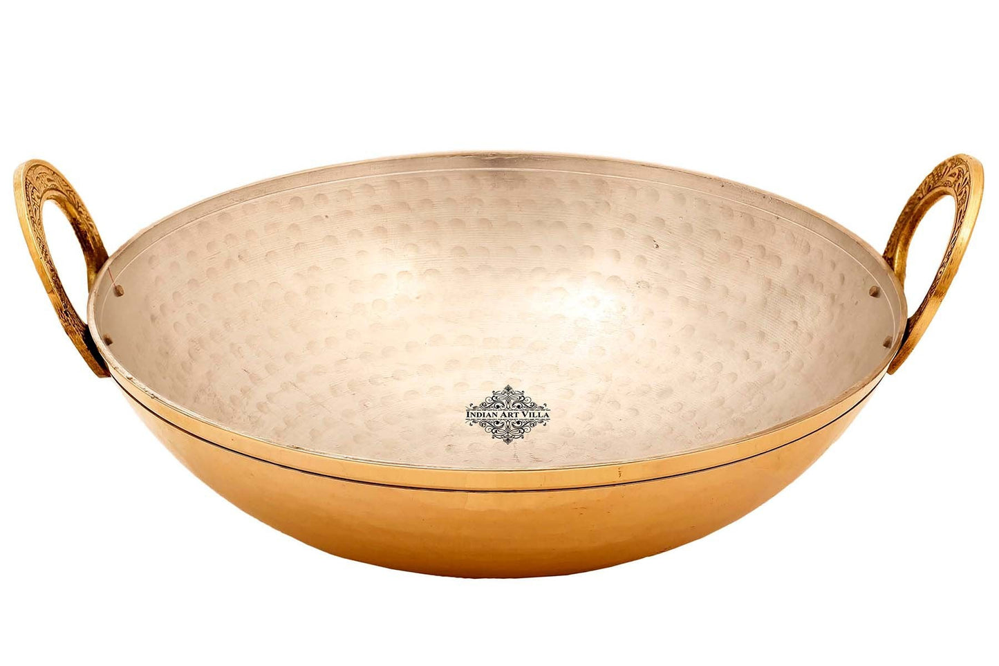 Pure Brass Kadai with Tin Lining and Hammered Style
