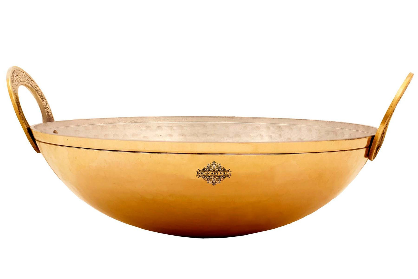 Pure Brass Kadai with Tin Lining and Hammered Style