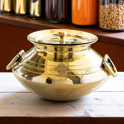 Brass Lining Design Patila Handi with tin Lining -3000 ML,With Handle with Lid