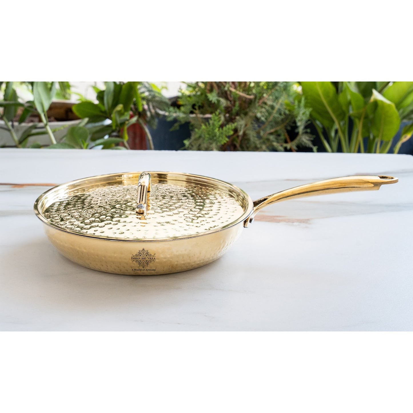 Pure Brass Sauce Pan with Lid, Handle and Tin Lining Inside