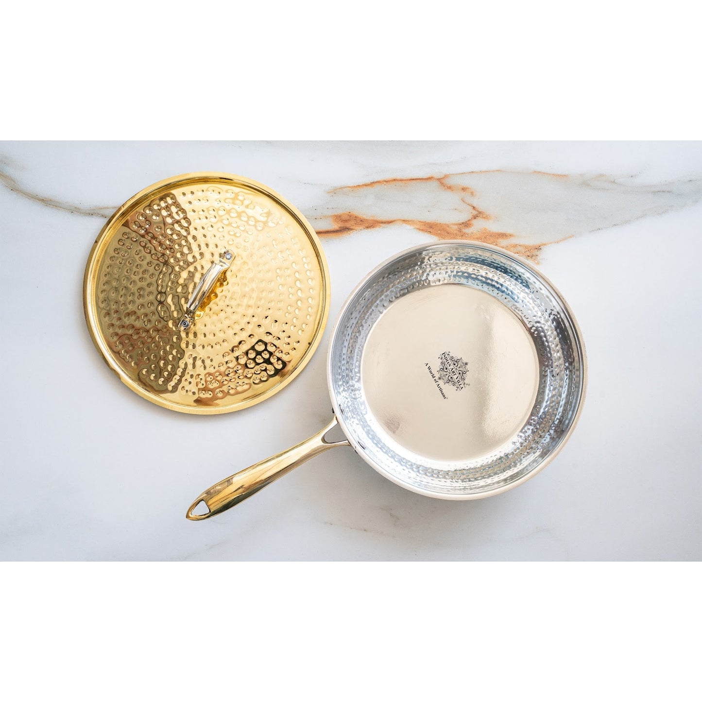 Pure Brass Sauce Pan with Lid, Handle and Tin Lining Inside