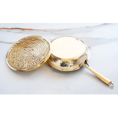 Pure Brass Sauce Pan with Lid, Handle and Tin Lining Inside