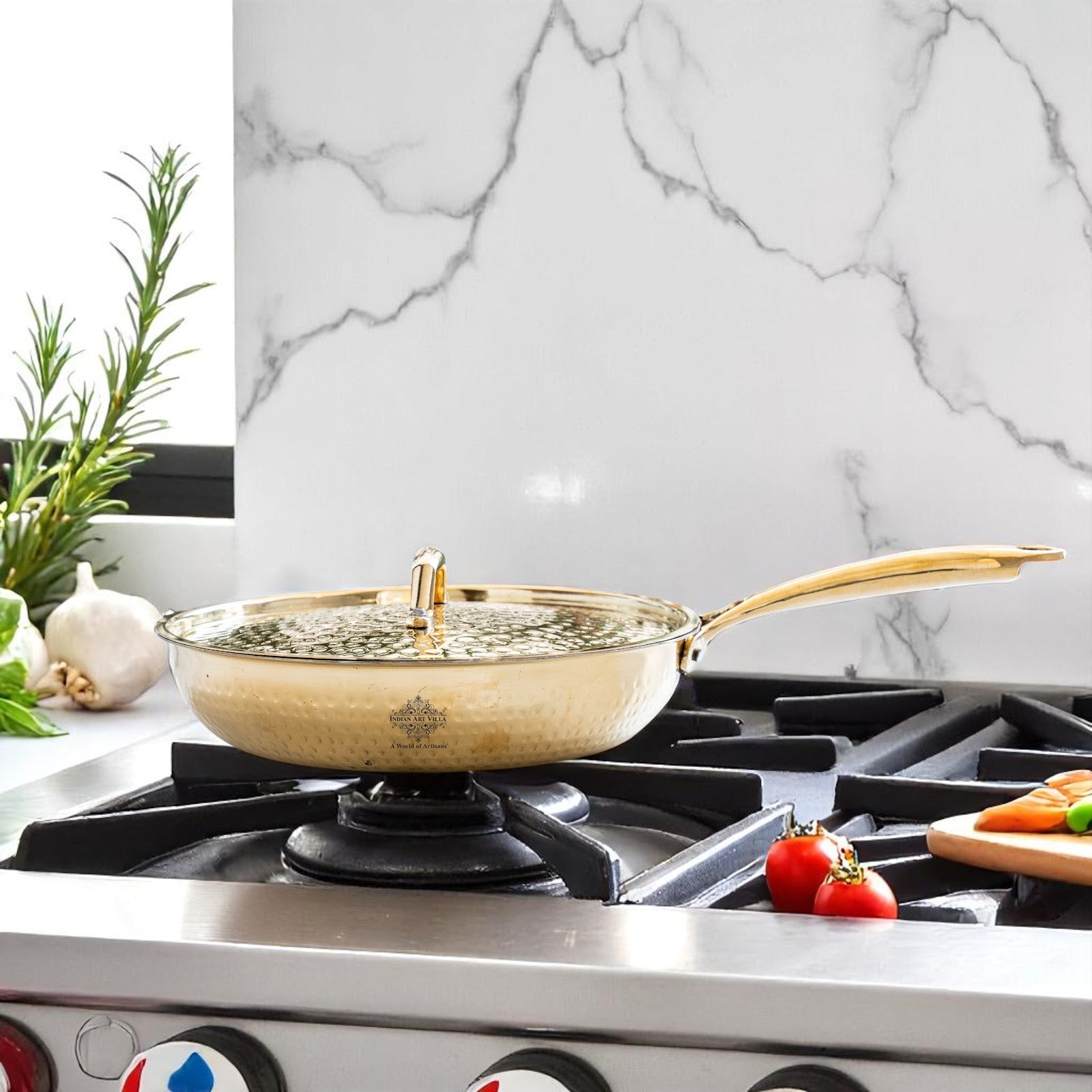 Pure Brass Sauce Pan with Lid, Handle and Tin Lining Inside