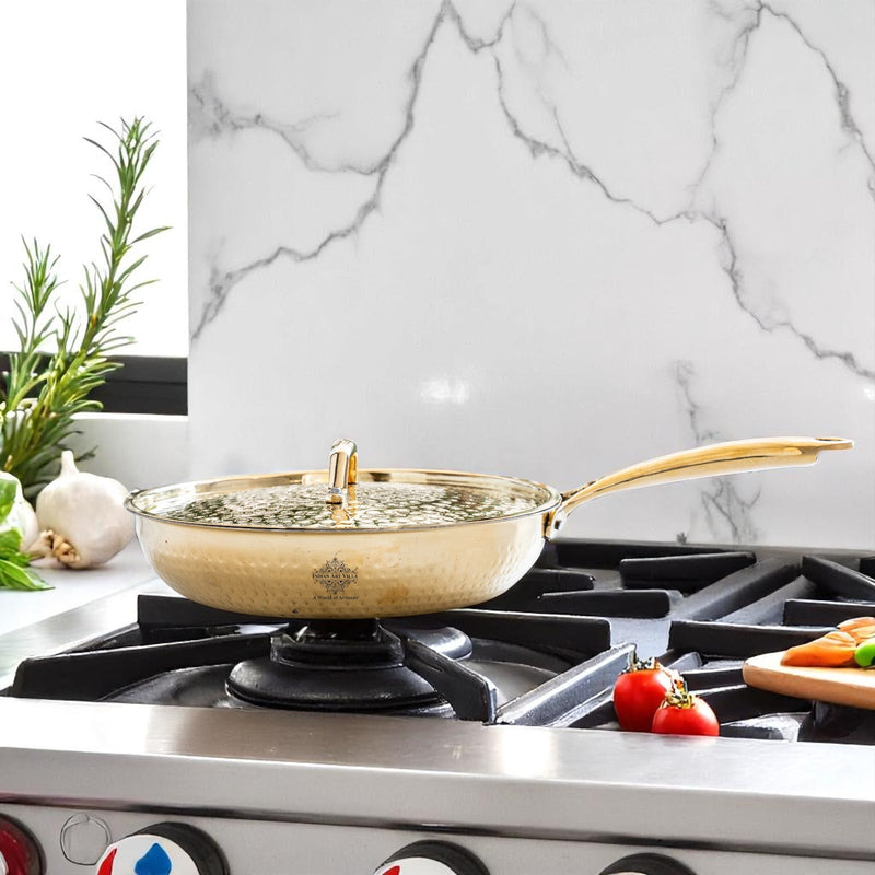 Pure Brass Sauce Pan with Lid, Handle and Tin Lining Inside
