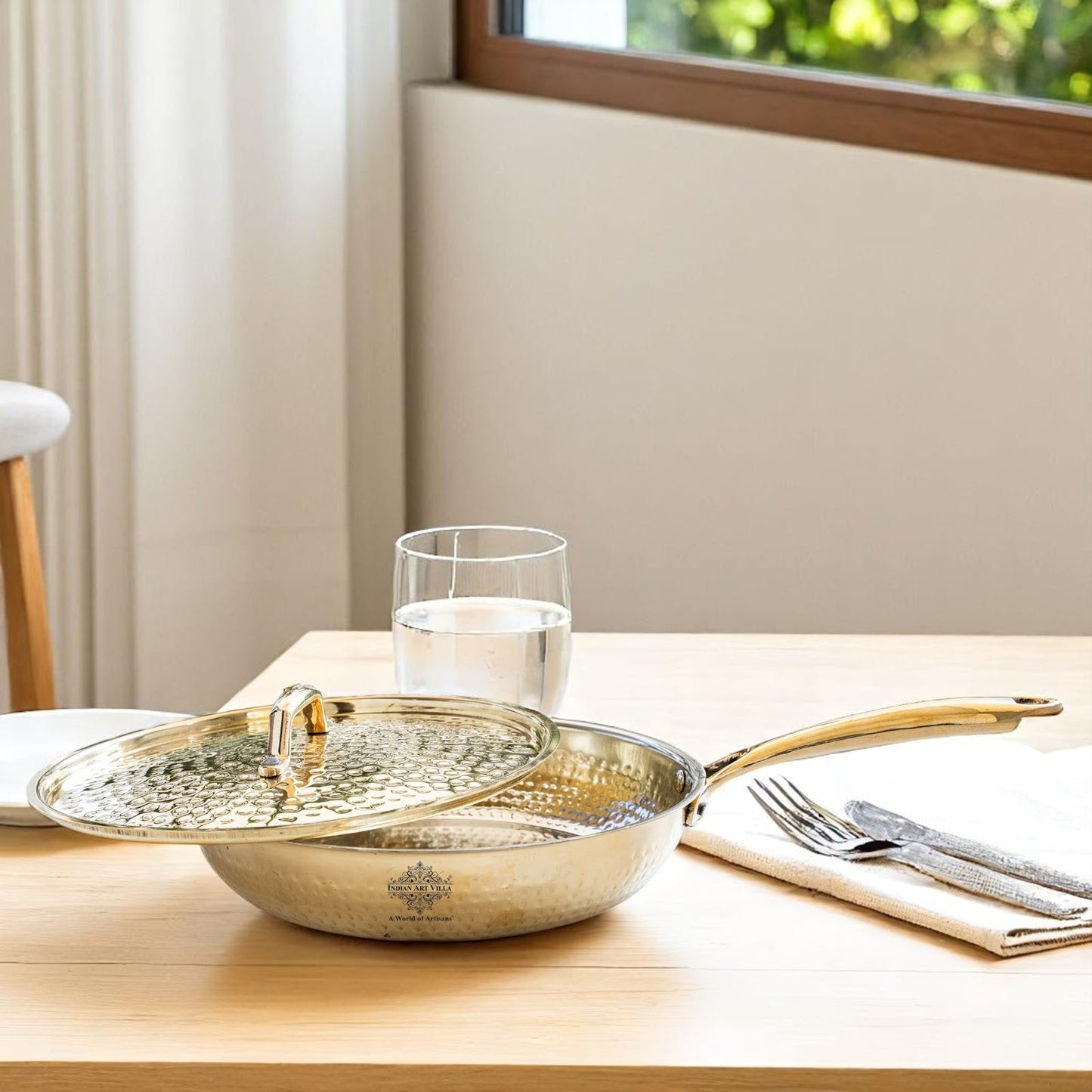 Pure Brass Sauce Pan with Lid, Handle and Tin Lining Inside