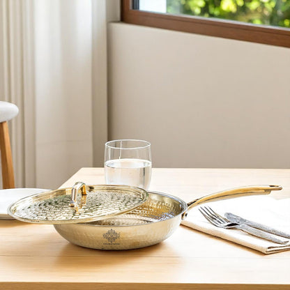 Pure Brass Sauce Pan with Lid, Handle and Tin Lining Inside