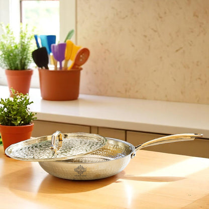 Pure Brass Sauce Pan with Lid, Handle and Tin Lining Inside