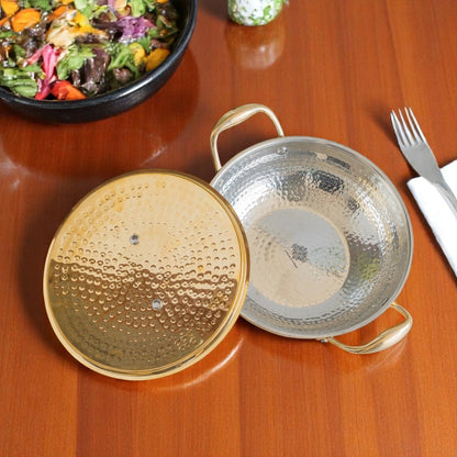 Pure Brass Hammered Kadhai with Lid & Tin lining- Durable & Stylish
