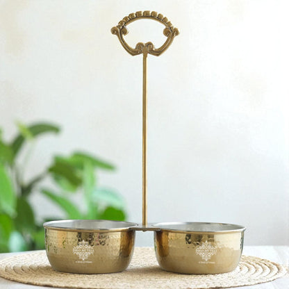 Handcrafted Pure Brass Hammered Design with Tin Lining, Vegetable Serving, 850 ml
